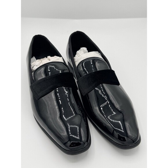 Alfani Shoes Mens Size 10.5‎ Black Patent WESTFIELDDP Slip On Dress Loafers